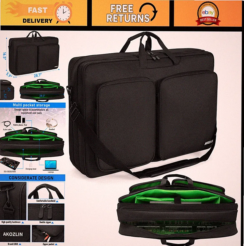 Multi-Layer Padded DJ Controller Carry Bag for Pioneer, Traktor, Denon Mixers