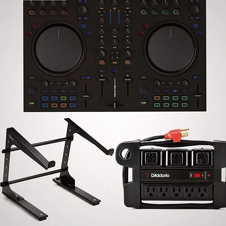 Native Instruments Traktor Kontrol MX2 DJ Controller Laptop Stand Bundle