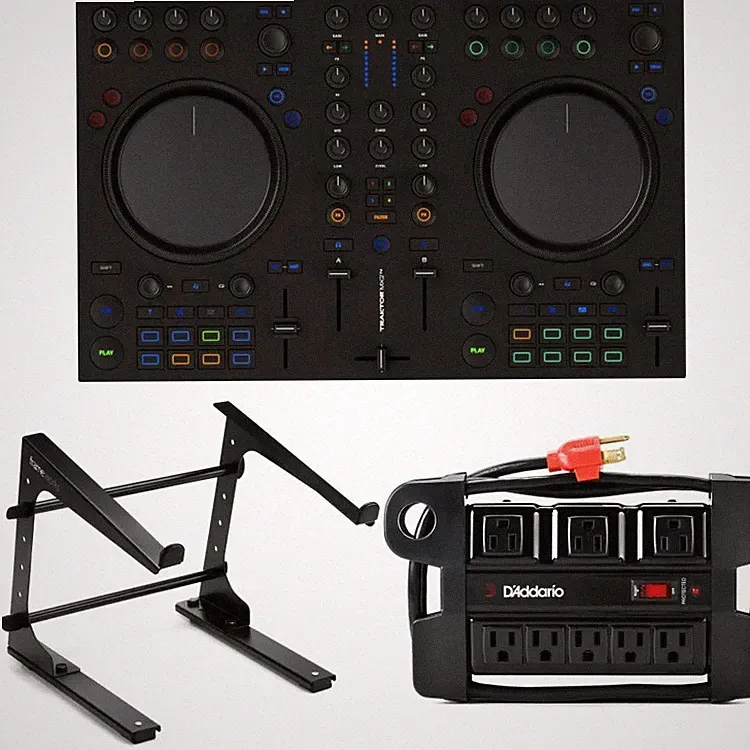 Native Instruments Traktor Kontrol MX2 DJ Controller Laptop Stand Bundle
