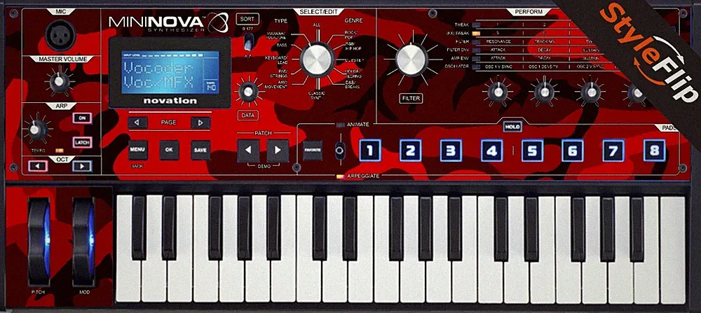 Novation MiniNova Synthesizer | Red Camo | Protective Decal | StyleFlip Skins