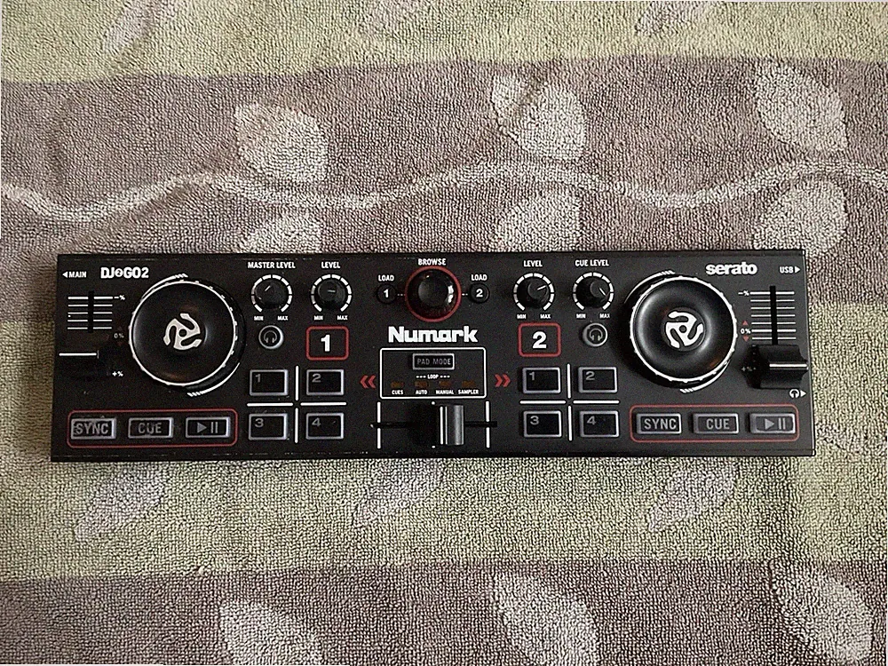 Numark DJ2GO2 Touch Compact 2-Deck USB DJ Controller Mixer/Crossfader, Black