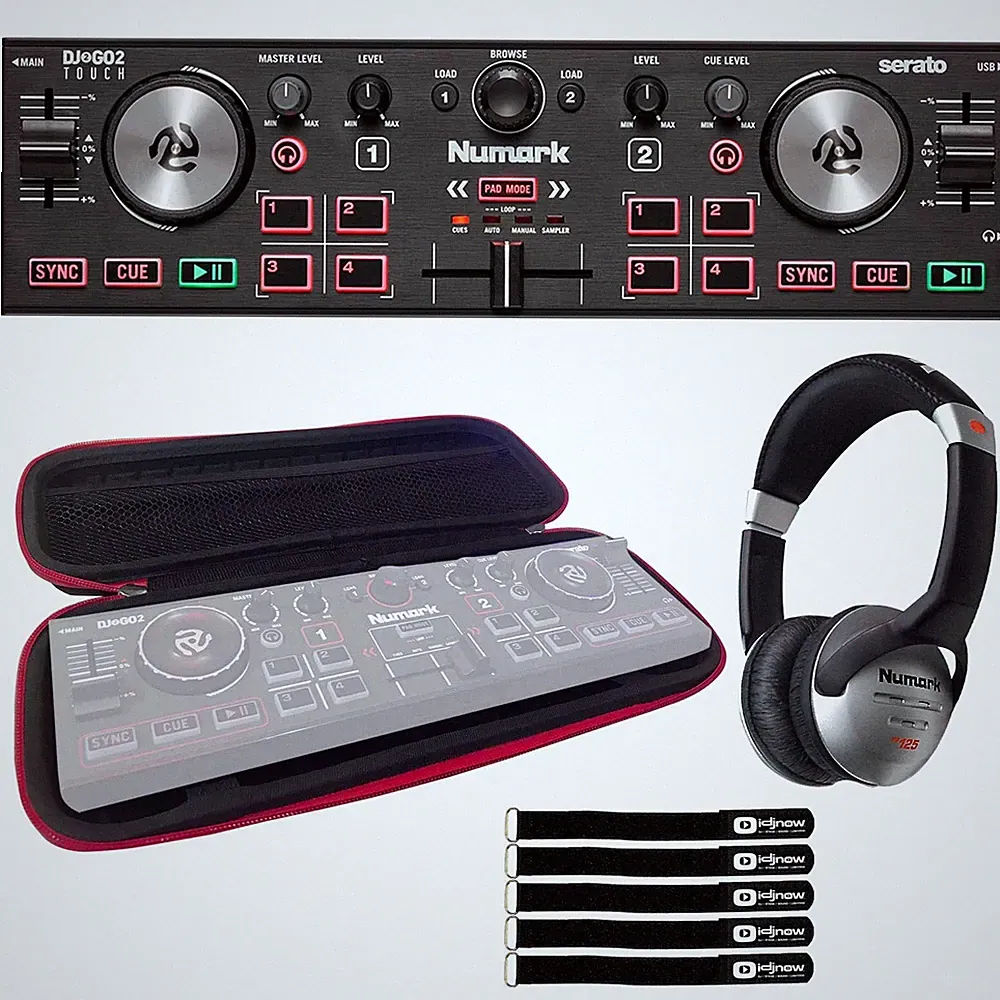 Numark DJ2GO2 Touch Pocket 2-Channel DJ Controller w Case & Headphones