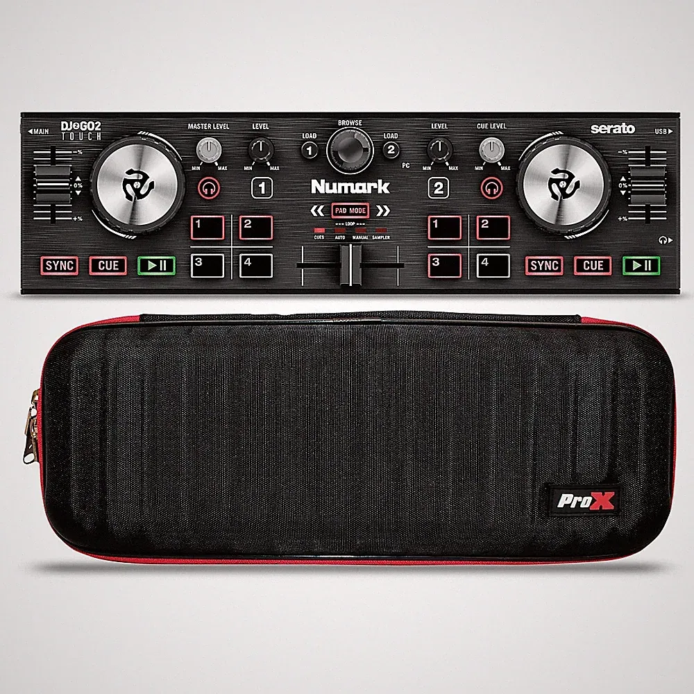 Numark DJ2GO2 TOUCH Pocket DJ Controller w/Touch-Capacitive Jog Wheels/ProX Case