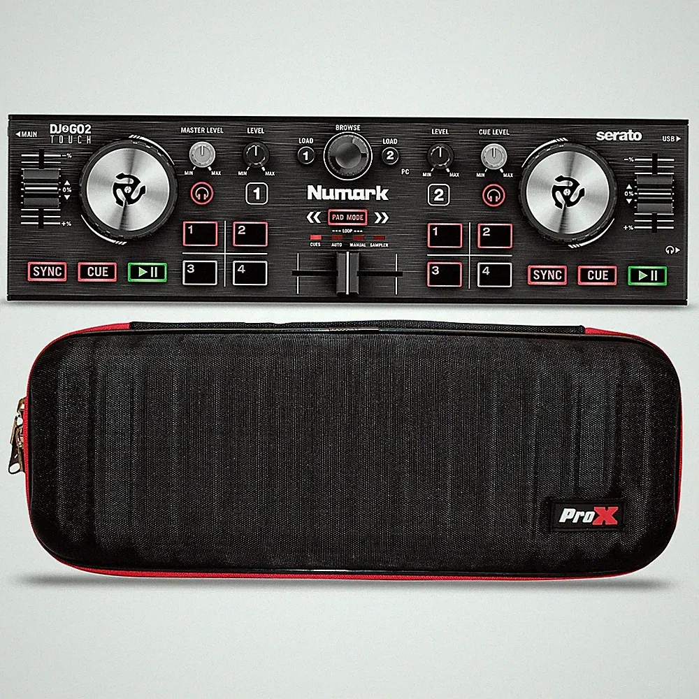 Numark DJ2GO2 TOUCH Pocket DJ Controller wTouchCapacitive Jog WheelsProX Case