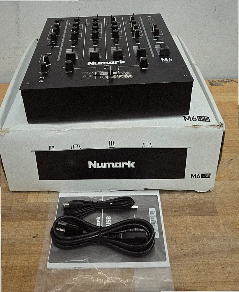 Numark M6, 4-Channel USB Tabletop Analog DJ Mixer w/ Power Supply