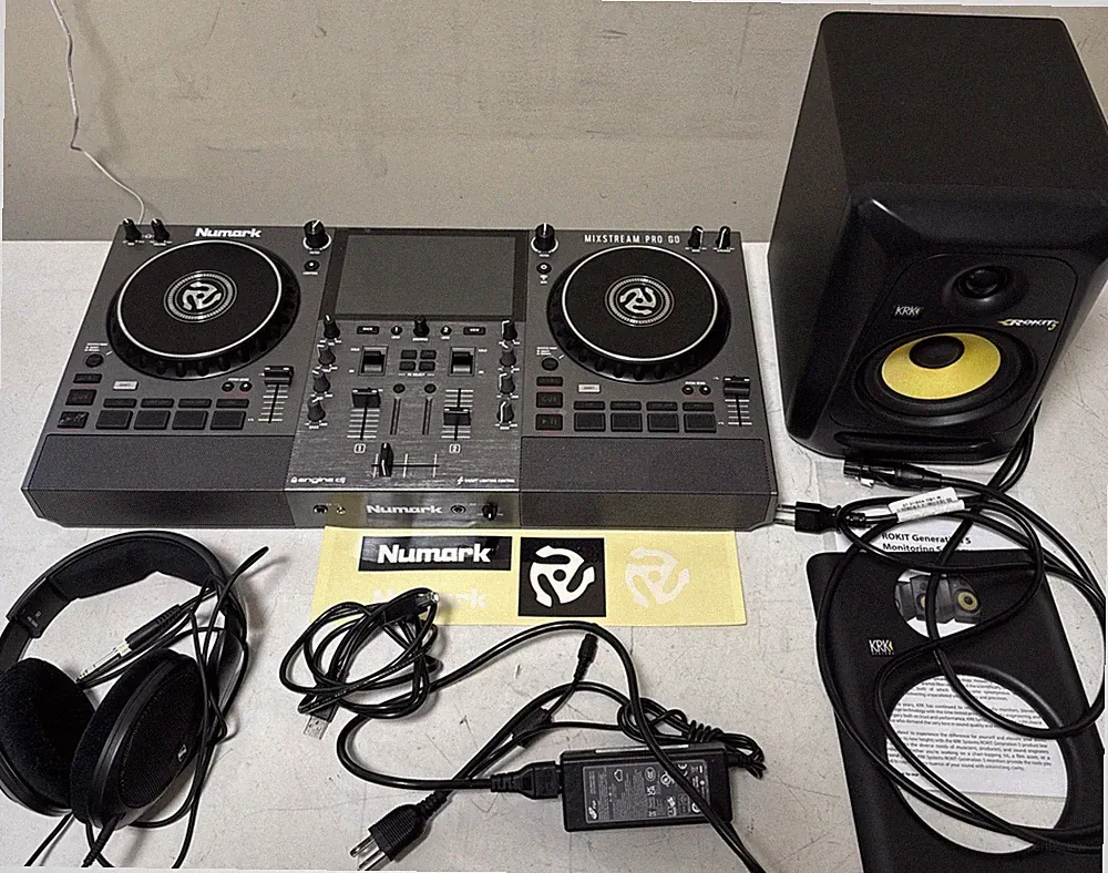 Numark Mixstream Pro Go Battery Powered Standalone Control + Speaker, Headphones