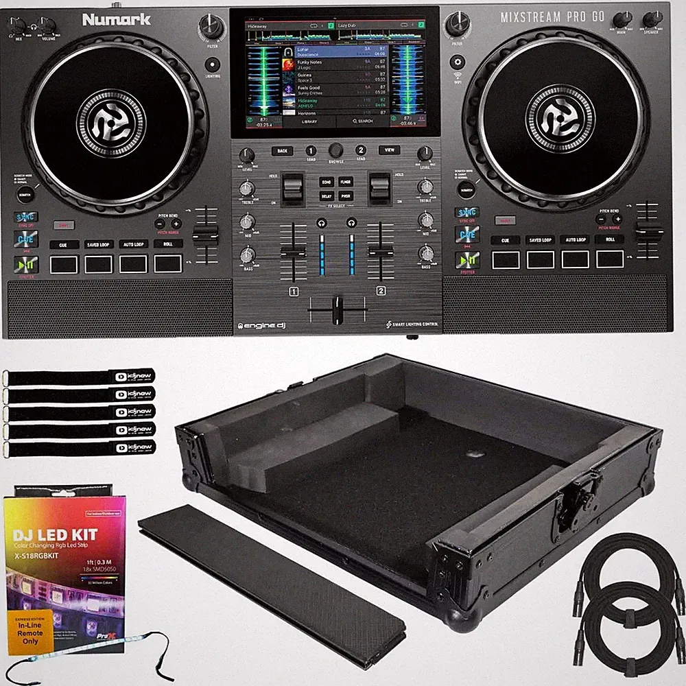 Numark MIXSTREAM PRO GO Streaming Battery Powered DJ Controller w Black Case