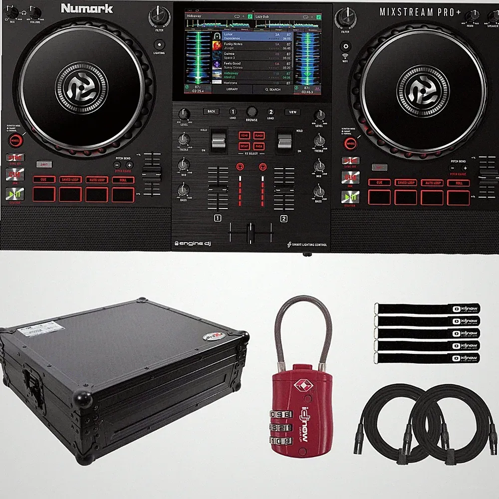 Numark MIXSTREAM PRO+ Standalone Streaming DJ Controller w Black Flight Case