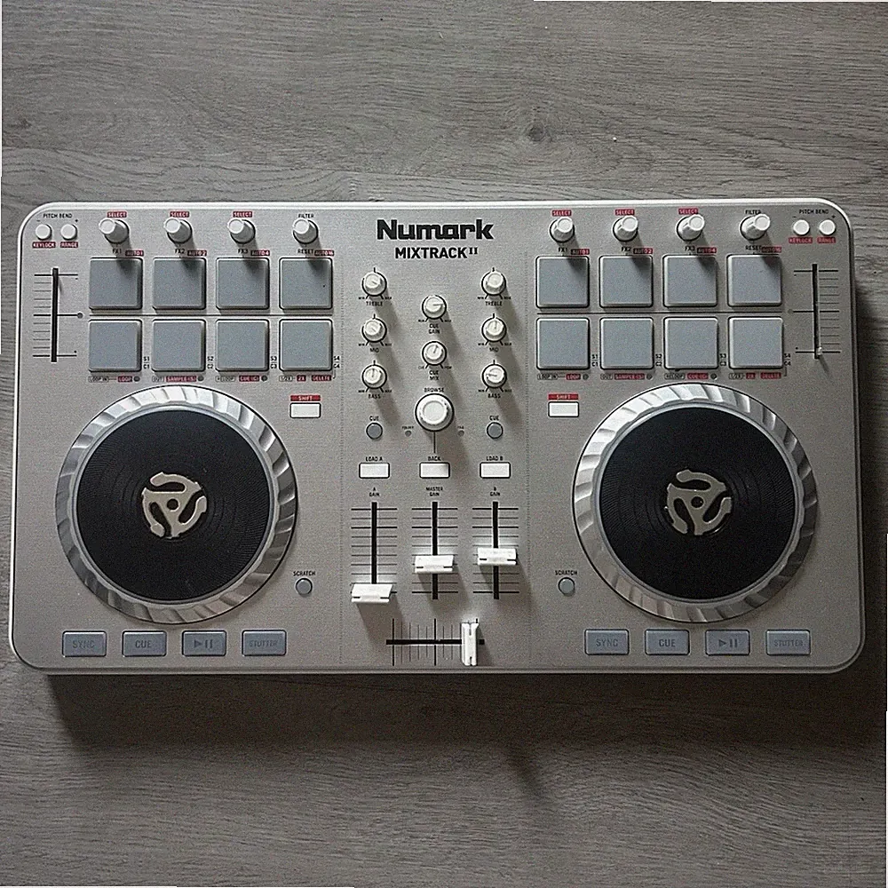 Numark Mixtrack II 2-Deck DJ Controller 16 Pads USB Filter Pitch Control Silver
