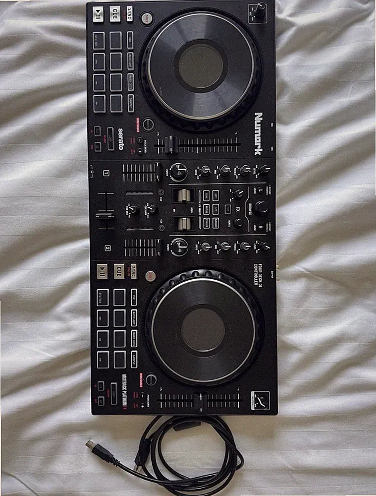 Numark Mixtrack Platinum FX 4-Deck DJ Controller, Illuminated Jog Wheels, USB