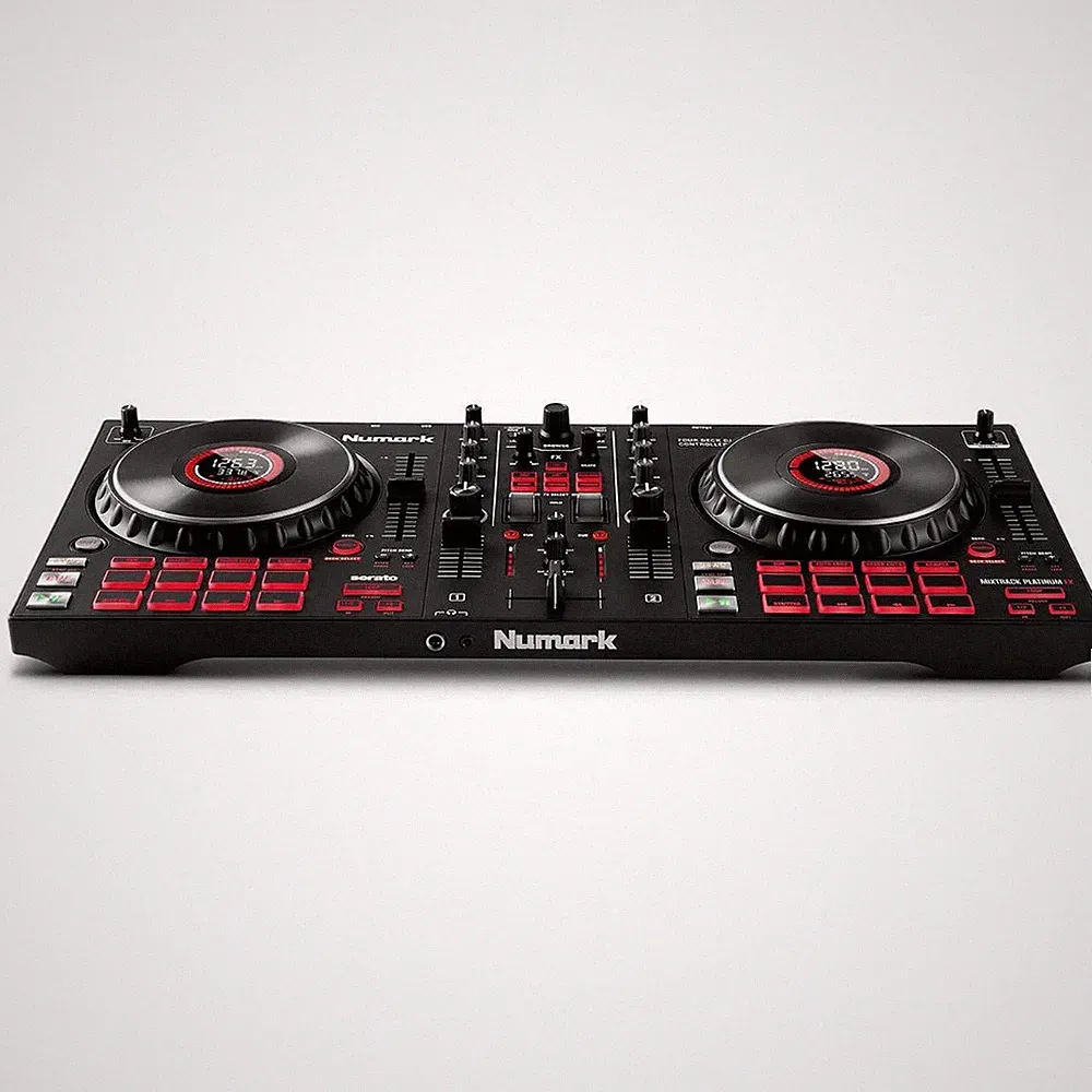 Numark Mixtrack Platinum FX 4‑Deck DJ Controller with Jog Wheel Displays