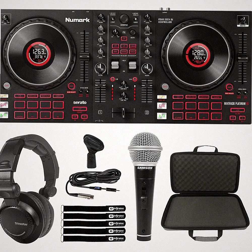 Numark Mixtrack Platinum FX 4-Deck Serato DJ Controller w Case & Headphones