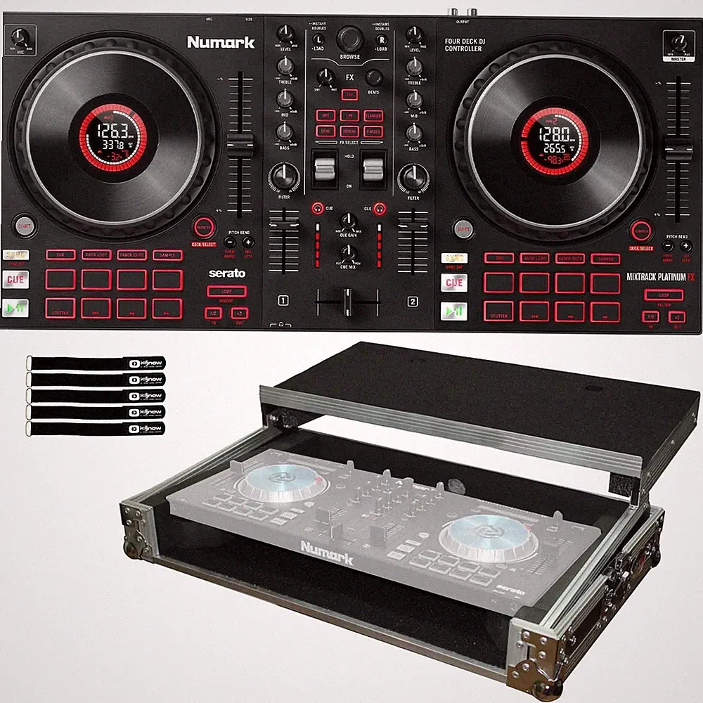 Numark Mixtrack Platinum FX Effects 4-Deck Serato DJ Controller w Flight Case
