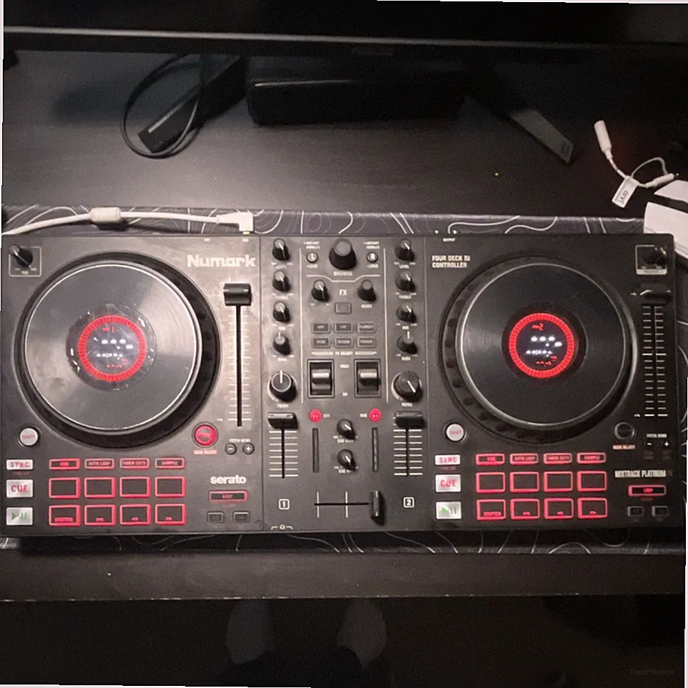 Numark Mixtrack Platinum FX Quad Deck DJ Controller, 16 Pads, Loop/Sampler