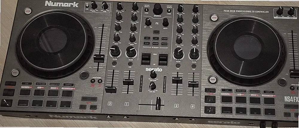 Numark NS4FX 4-Channel Serato DJ Controller, Built-In Mixer, 16 Pads Black