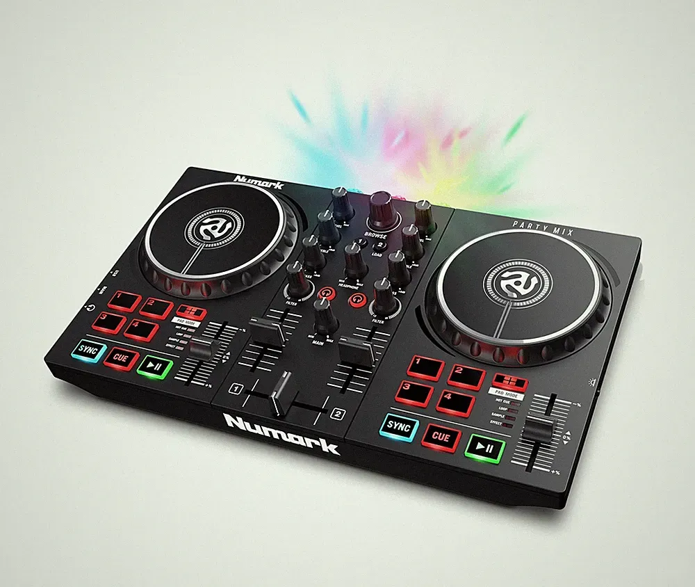 Numark Party Mix II - DJ Controller with Party Lights, DJ Set with 2 Decks, D...