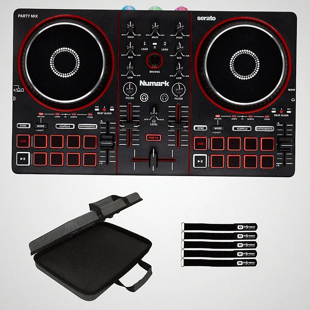 Numark Party Mix III 2 Channel Deck DJ Controller w Built-In Light Show & Case