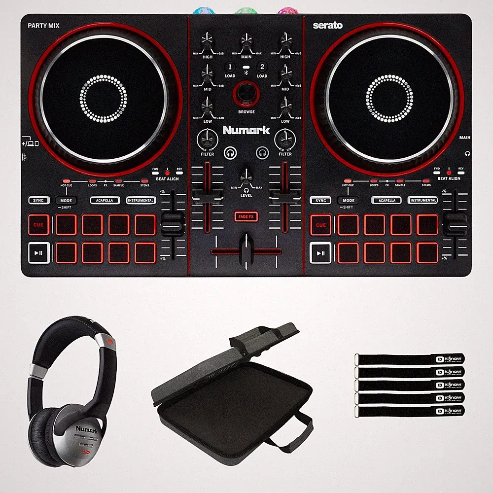Numark Party Mix III 2 Channel Deck DJ Controller w Case & Headphones