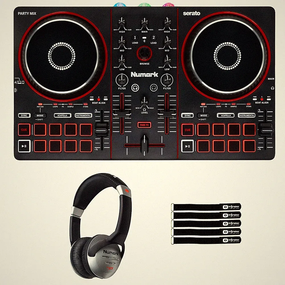 Numark Party Mix III 2 Channel Deck DJ Controller w Light Show & Headphones