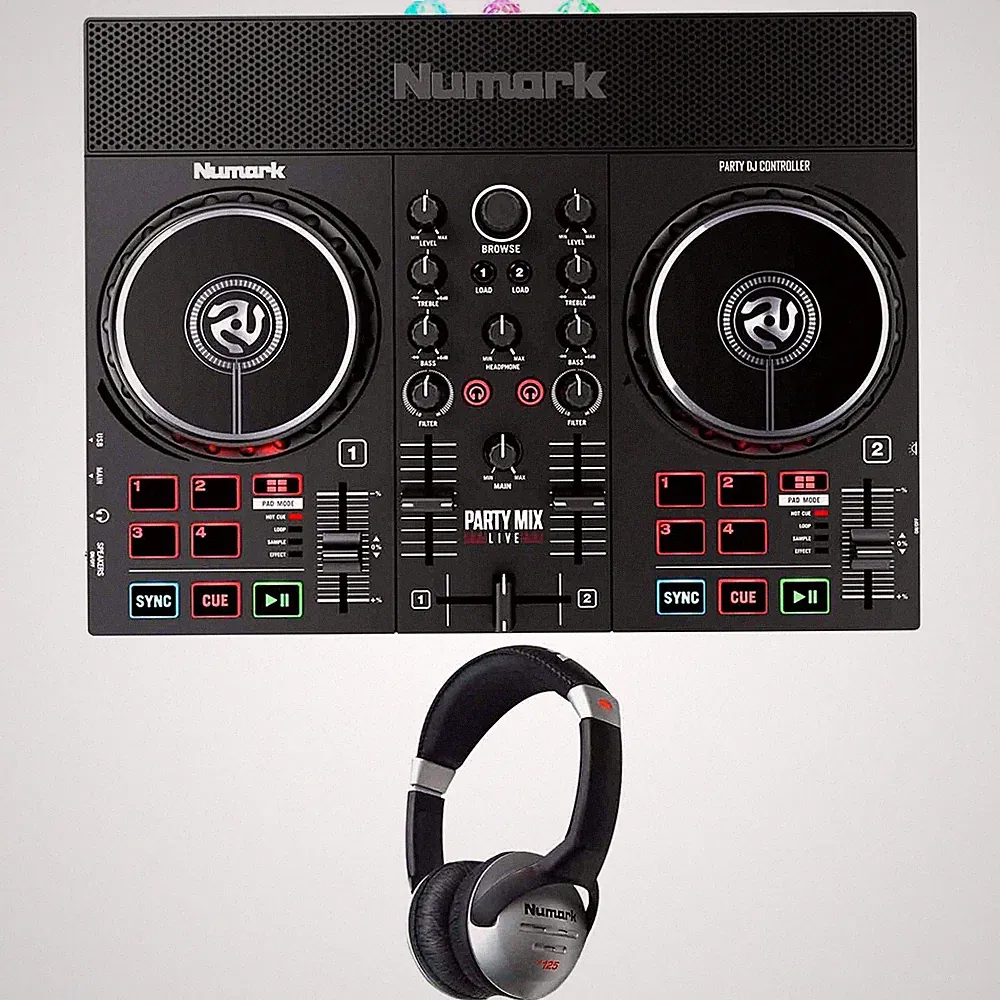 Numark Party Mix Live Built In Light Show & Speakers DJ Controller w Headphones