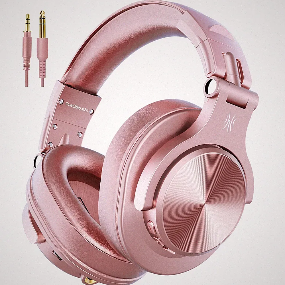 OneOdio A70 Bluetooth Over Ear Headphones for Women and Girls, Pink DJ Headphone