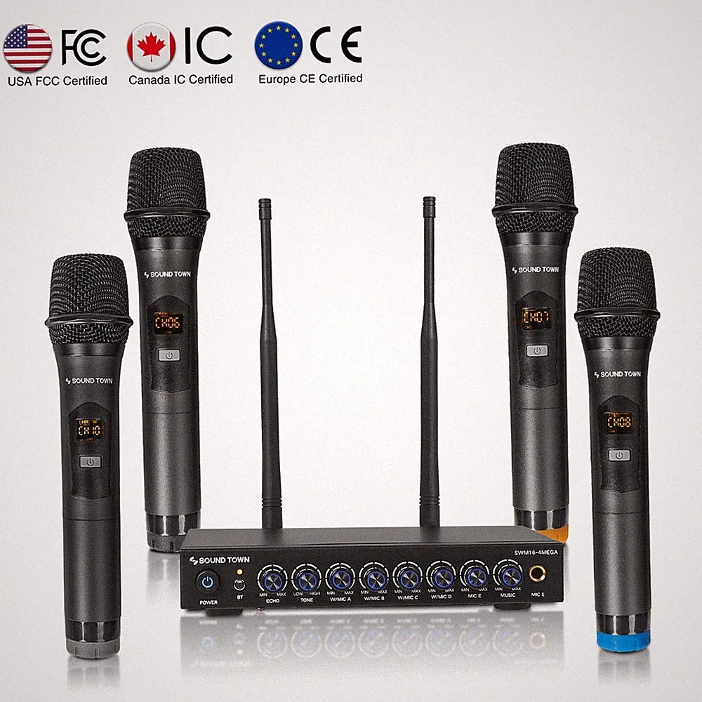 OPEN BOX: Sound Town Wireless Karaoke Mixer 4 Metal Handheld Mic (SWM16-4MEGA-R)