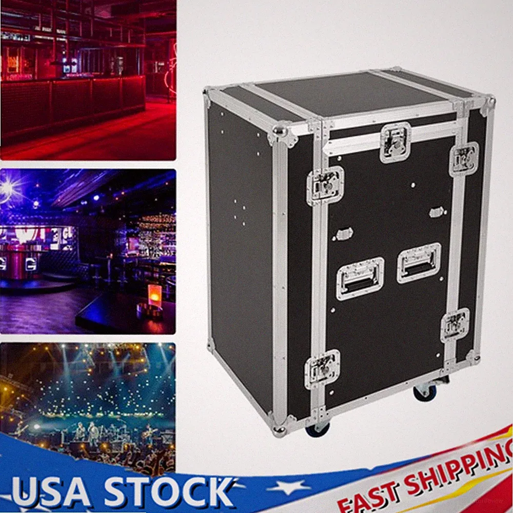PA DJ 14U Portable Equipment Rack Mount Storage Case.Slant Mixer Top Rack