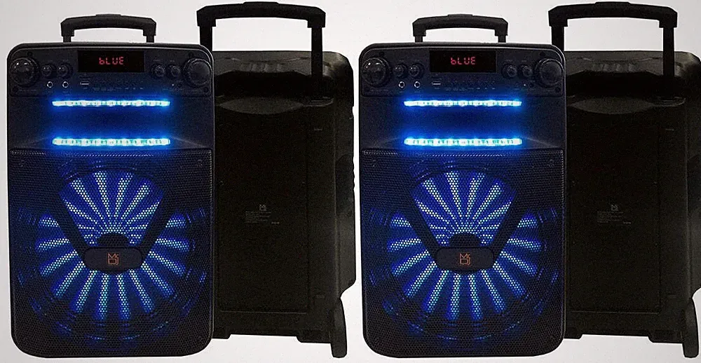 Pair of MR Dj ACE 15" Portable Speaker with Bluetooth/Rechargeable Battery