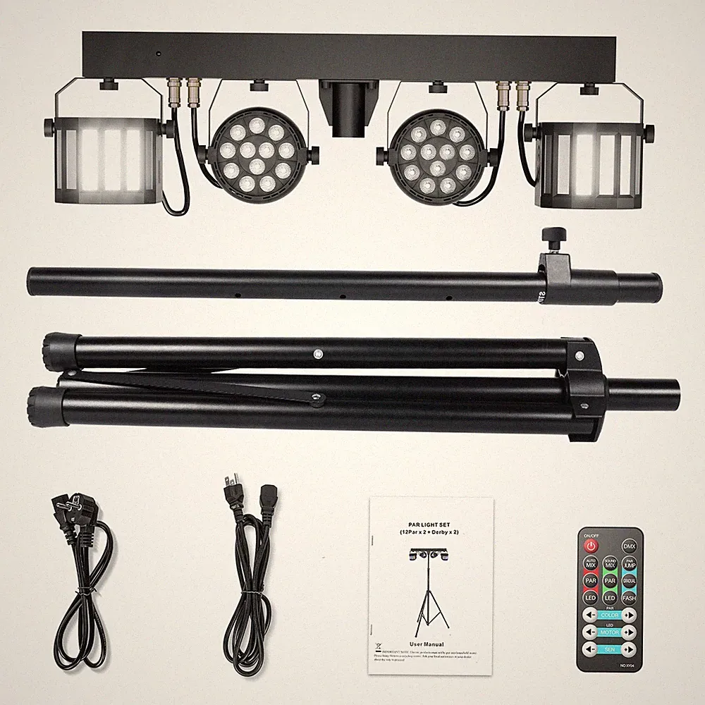Par Can Light Complete Professional 4-Par Stage Light DJ Band DMX System & Stand