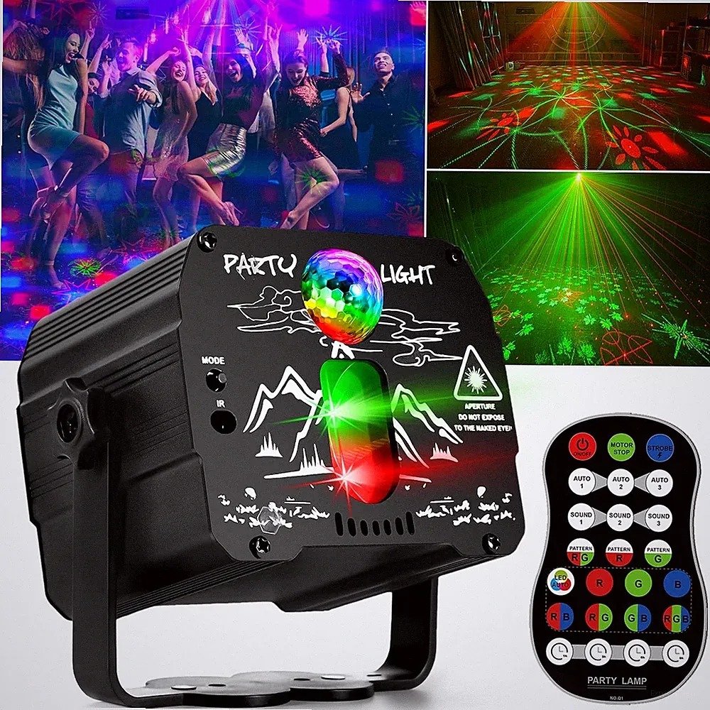 Party Lights, Disco Ball DJ Lights, RGB Strobe with Remote Control and Sound Act