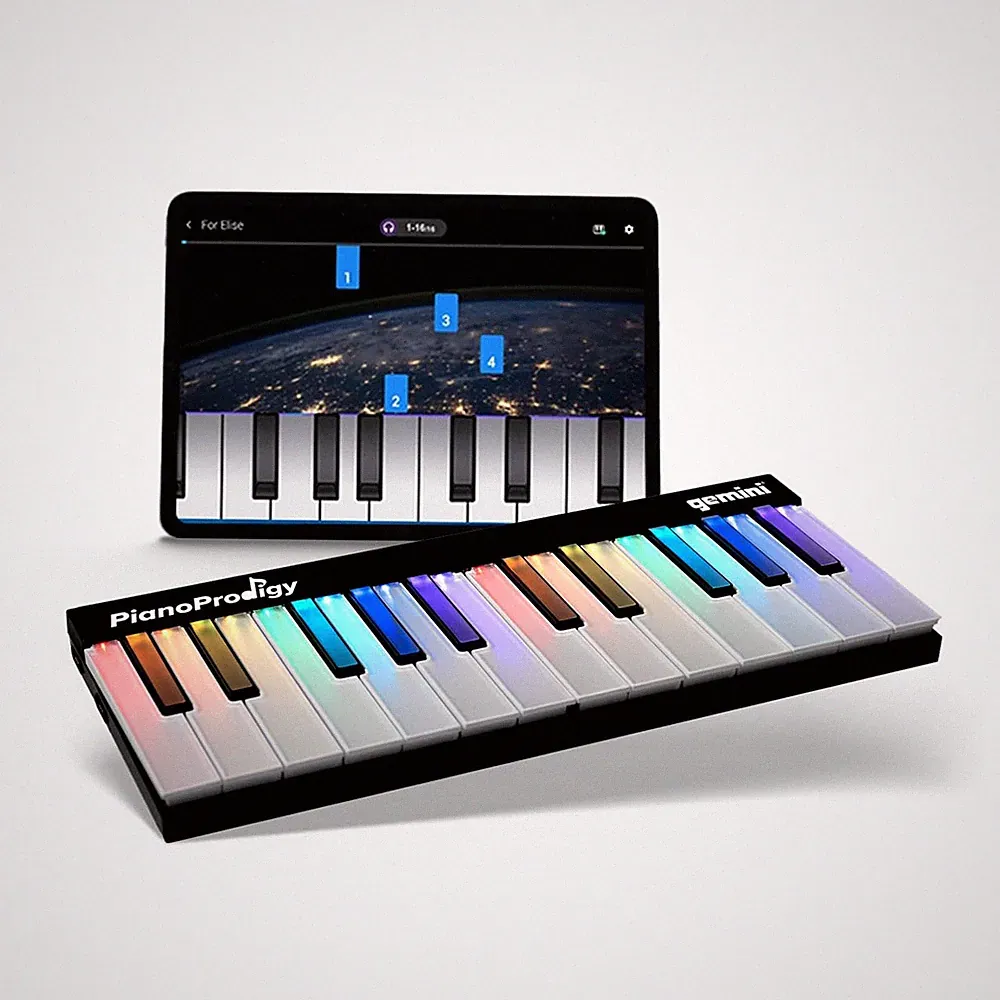 PianoProdigy 24 Light-Up Key Learning Keyboard – Bluetooth MIDI Piano for Beg...