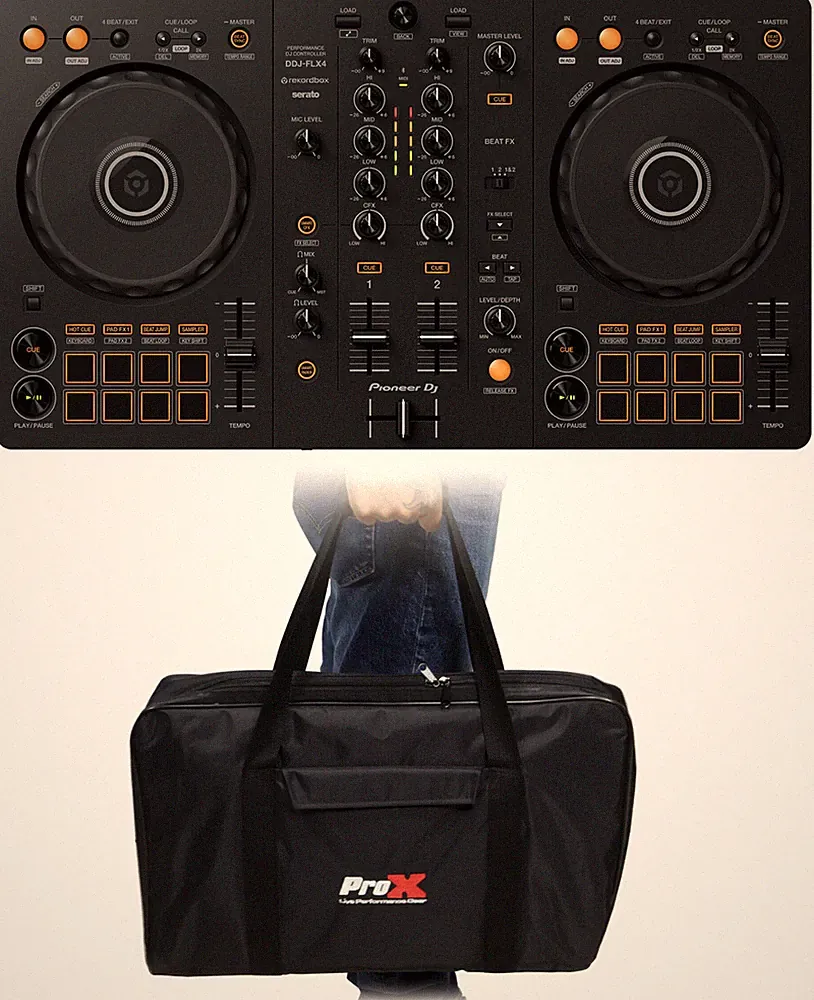 Pioneer DDJ-FLX4 2-Ch DJ Controller, Rekordbox & Serato Compatible + XB-MDDJSR2
