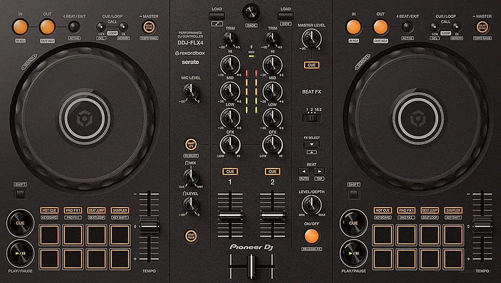 pioneer dj ddj-flx4 2 deck rekordbox serato dj controller graphite