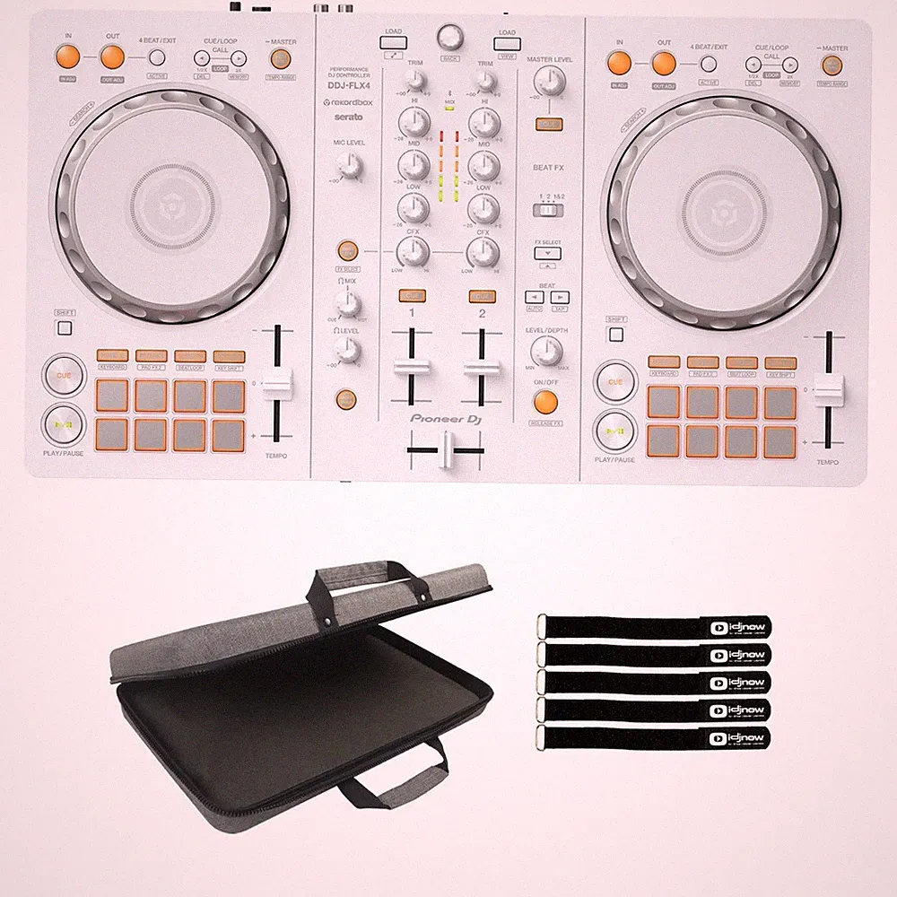 Pioneer DDJ-FLX4-W 2-Channel Rekordbox Serato Lite DJ Controller White w Case