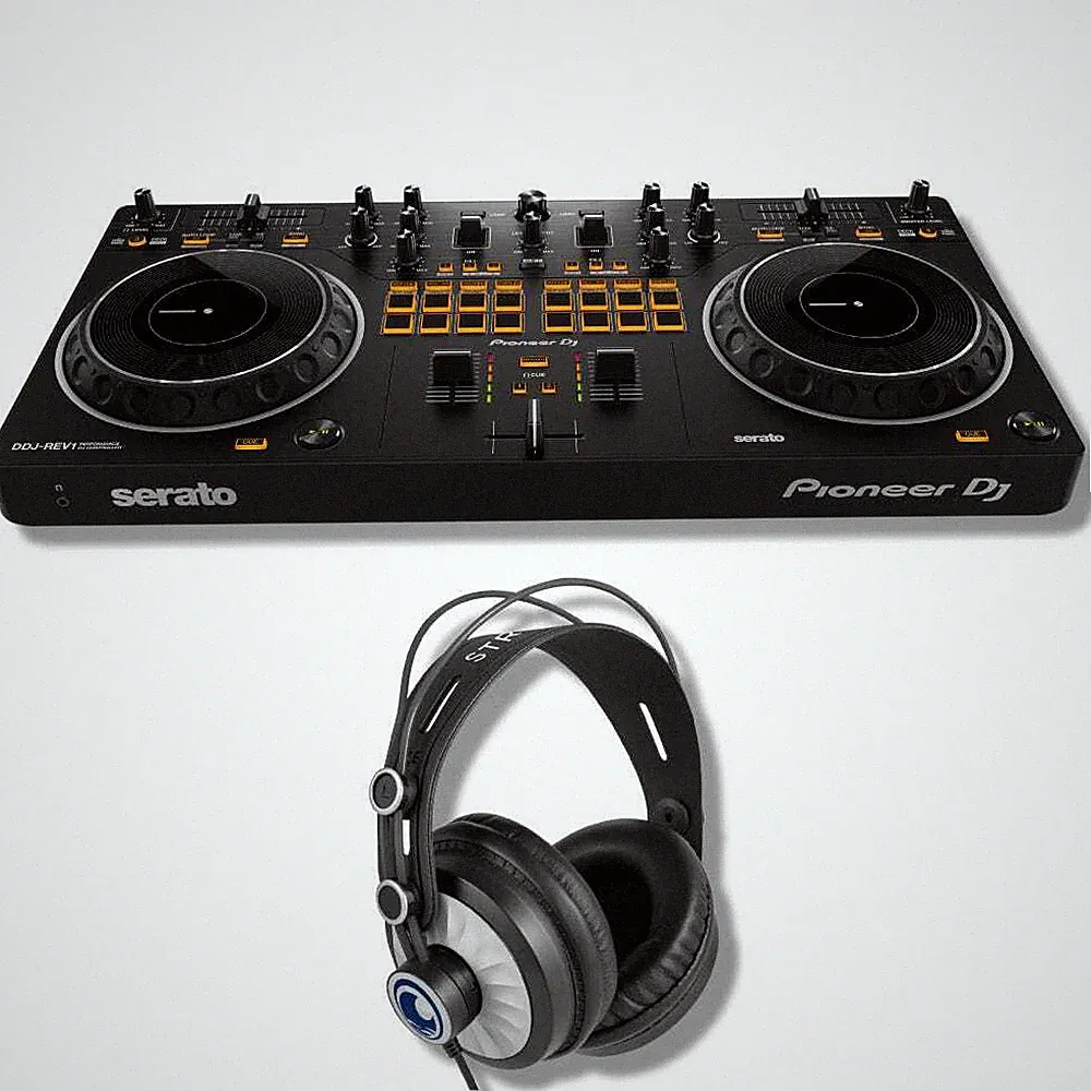 Pioneer DDJ-REV1 DJ Controller Bundle with StreamEye Cans50 Closed-Back Monitori