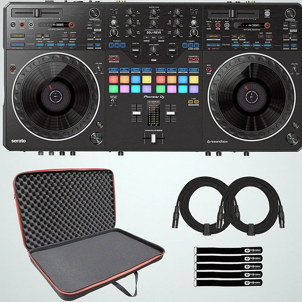 Pioneer DDJ-REV5 Scratch Style 2-Channel Rekordbox Serato DJ Controller w Cas...