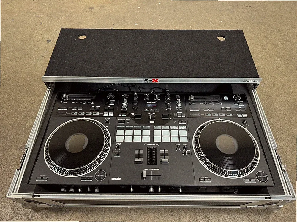Pioneer DDJ-REV7 AND CASE DJ CONTROLLER Coffin Road Case Laptop Slider (Black)