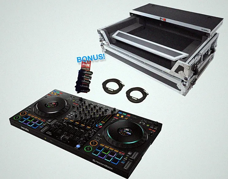 Pioneer DJ Bundle DDJ-FLX10 Controller w/ Pro X Case + XLRs