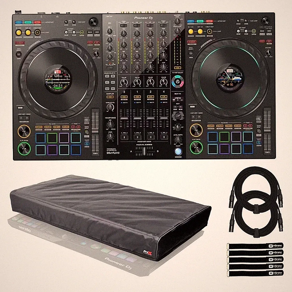 Pioneer DJ DDJ-FLX10 4-Channel DJ Controller with Dust Cover Package