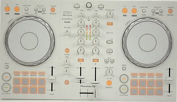 Pioneer DJ DDJ-FLX4 2-deck rekordbox and Serato DJ Controller - White, Limited