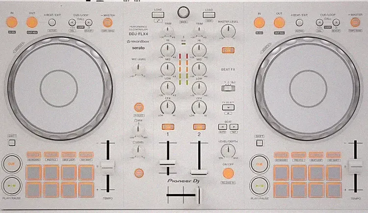 Pioneer DJ DDJ-FLX4 2-deck rekordbox and Serato DJ Controller - White, Limited