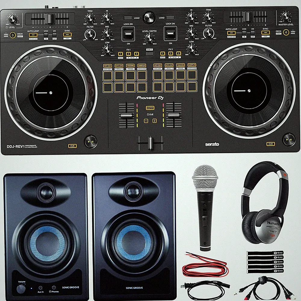 Pioneer DJ DDJ-REV1 Scratch Style 2-Channel Controller w Speakers + Headphones