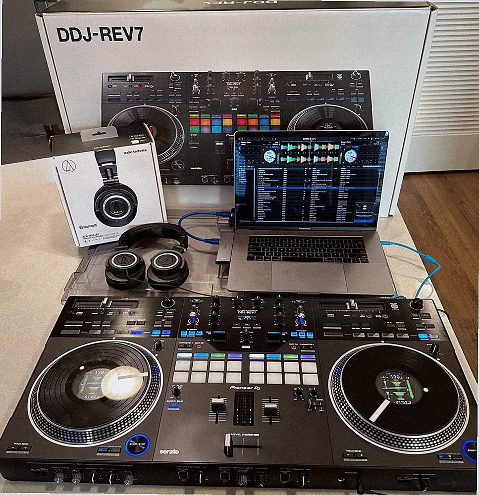 Pioneer DJ DDJ-REV7 + 15” MacBook Pro + ATH-M50xBT DJ Bundle
