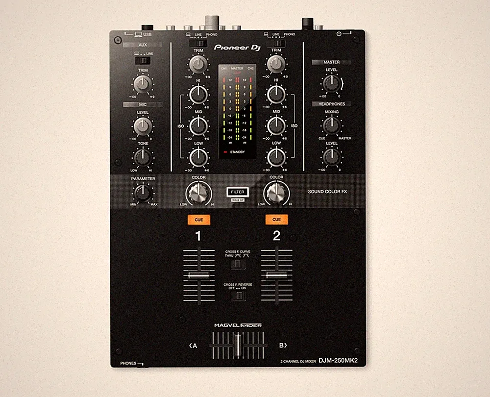 Pioneer DJ DJM-250MK2 DJM250 2-Channel DJ Mixer with Built-In USB Soundcard
