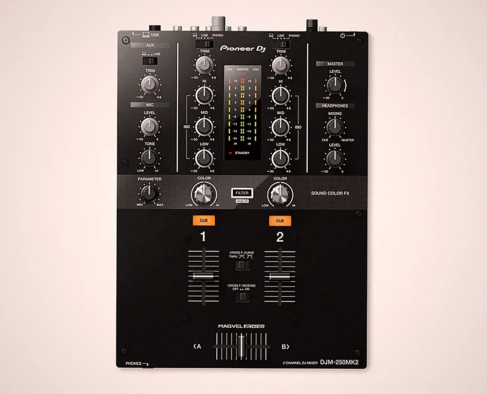 Pioneer DJ DJM-250MK2 DJM250 2-Channel DJ Mixer with Built-In USB Soundcard