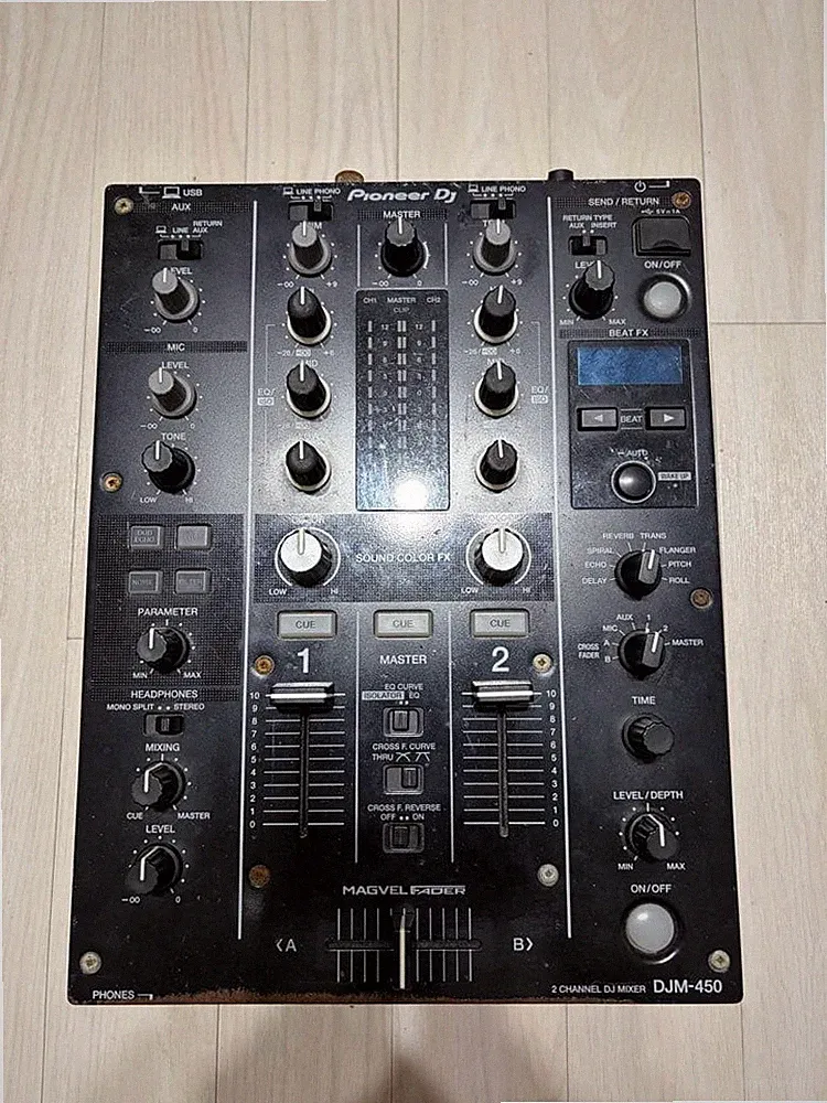 Pioneer DJ DJM-450 2-Channel DJ Mixer with 2 rekordbox Control Vinyl Tested