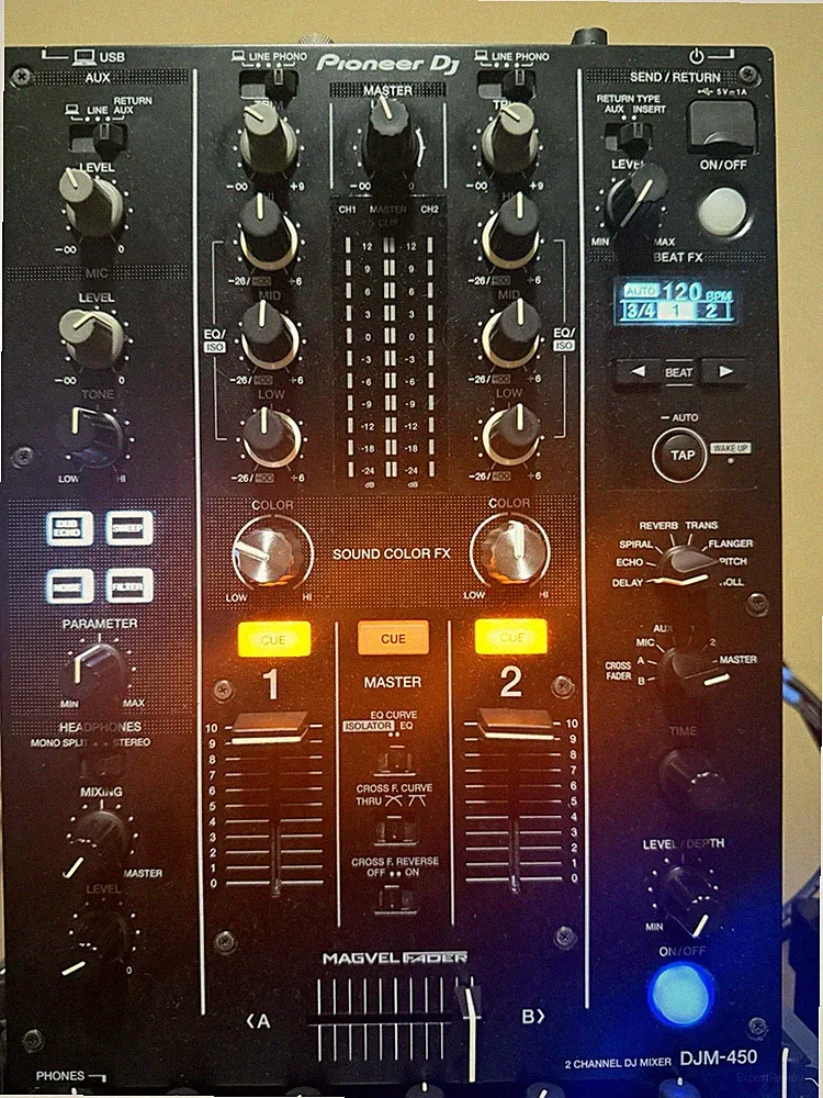 Pioneer DJ DJM-450 2-Channel Tabletop DJ Mixer USB BPM Counter Black