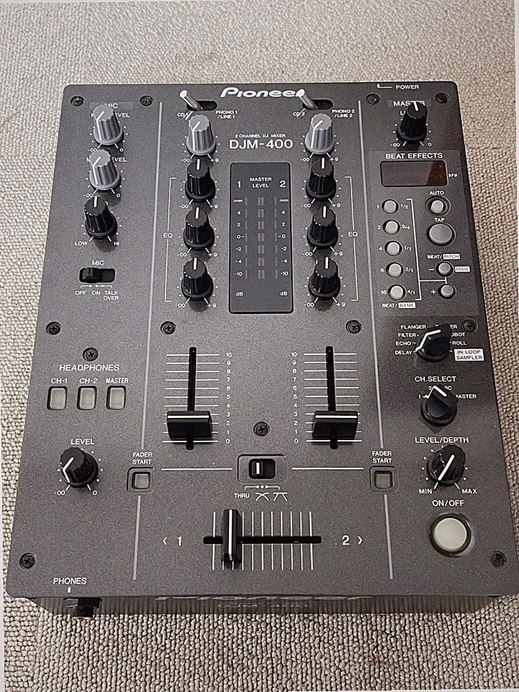 Pioneer DJM-400 2-Channel DJ Mixer Beat Effects Manual Power Cord Tested