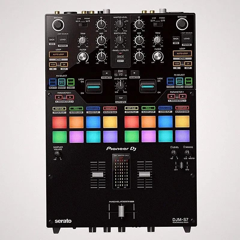 Pioneer DJM-S7 2-Channel Scratch DJ Mixer Serato rekordbox 16 Pads Bluetooth USB