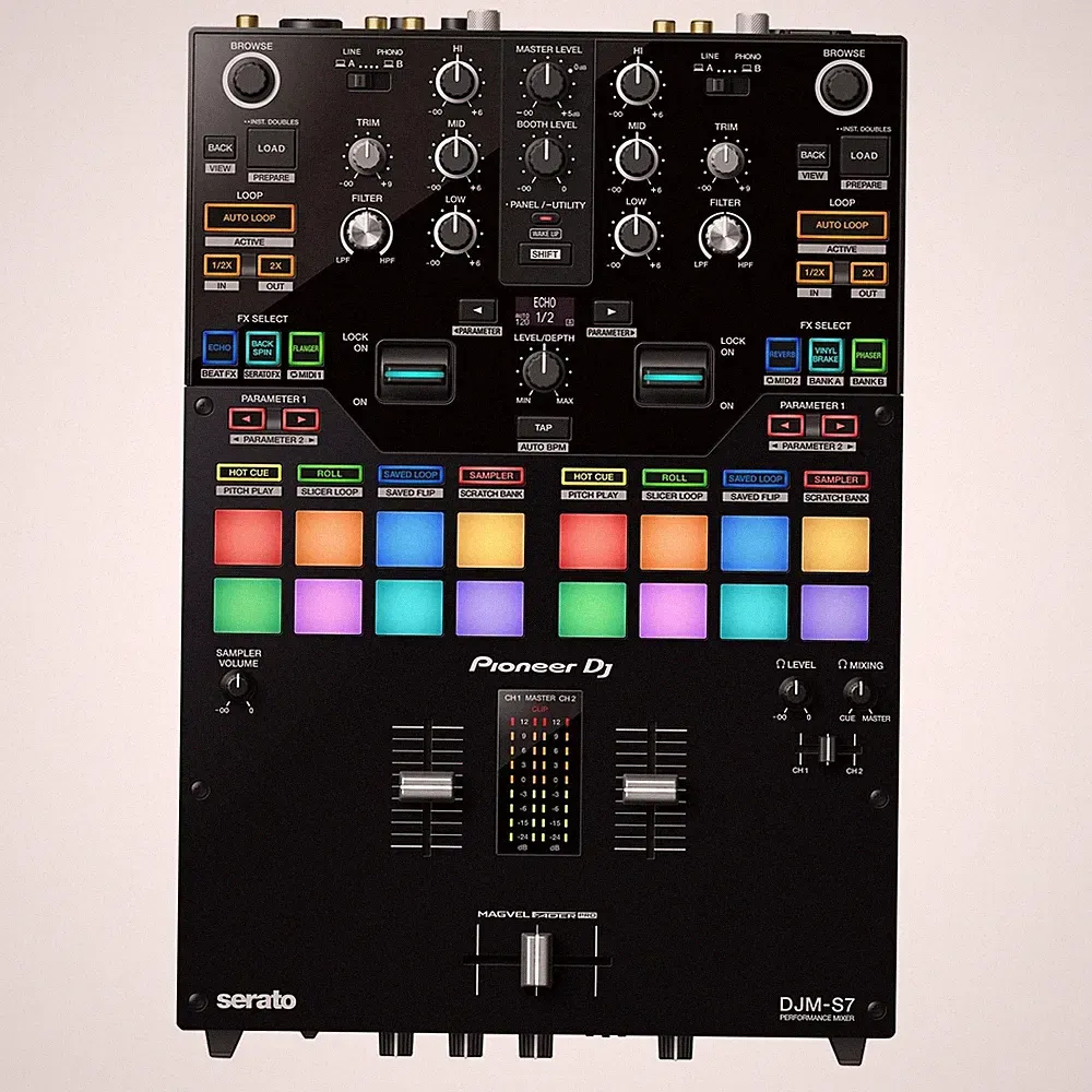 Pioneer DJM-S7 Serato rekordbox 2 Channel Pro Scratch Battle Bluetooth DJ Mixer